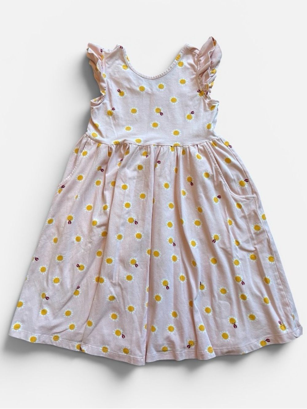 Hanna Andersson | Pink Ruffle Sleeve Skater Dress | Ladybugs | 10